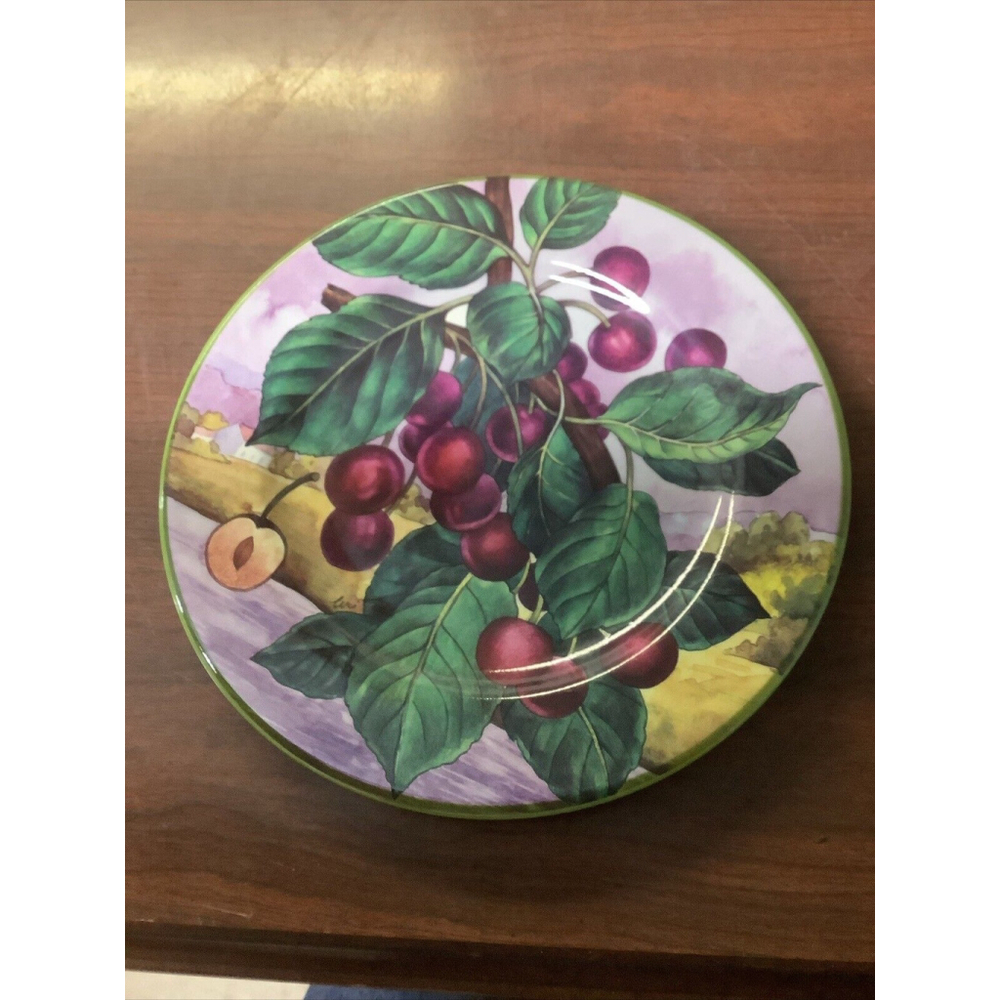 Villa d'Este Colorful Fruit Salad Luncheon Plate Hand Decorated Italy 8.25"